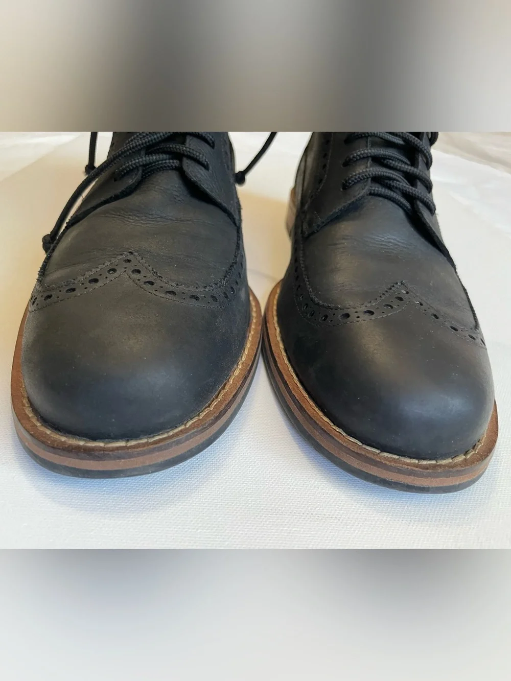 Cole Haan Men's Jayhawk Black Leather Wingtip Lace-Up Boots